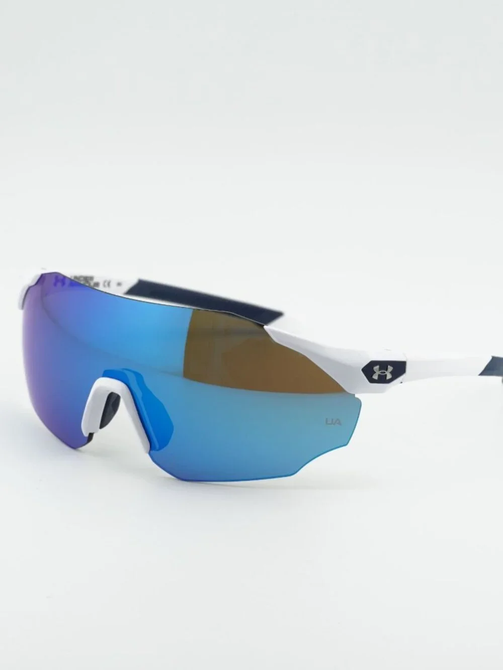 Under Armour UA HAMMER/F 0YO6 W1 Sunglasses White Shield Frame, Blue Lenses